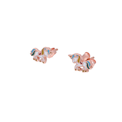 Gold White Unicorn Earrings for Kids