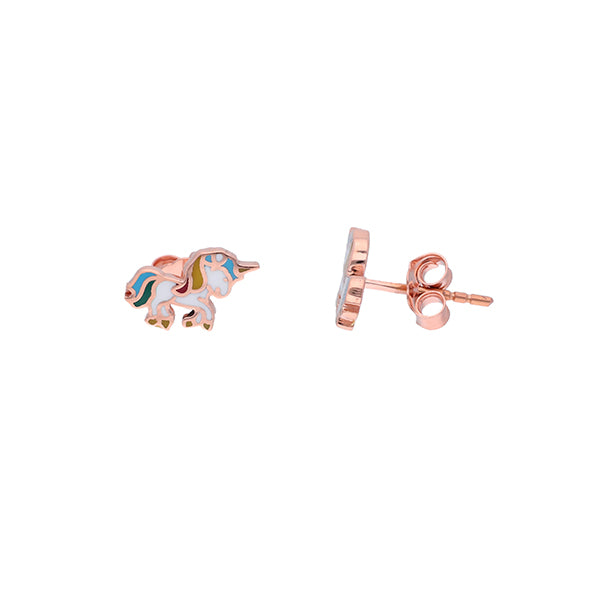 Gold White Unicorn Earrings for Kids