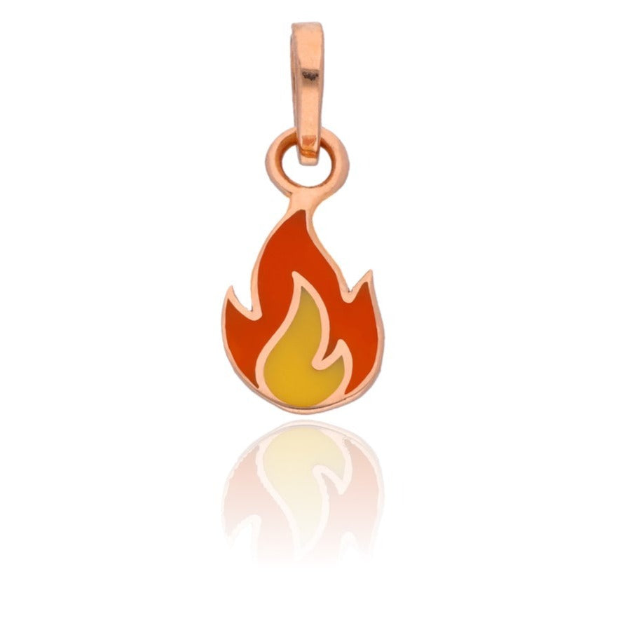 Gold Fire Charm Pendant for Kids