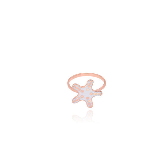 18KT Gold White Starfish Ring for Kids