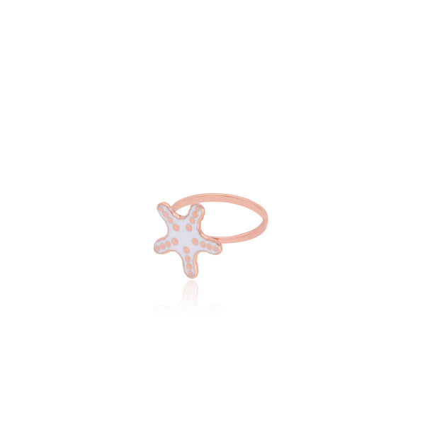 Gold White Starfish Ring for Kids