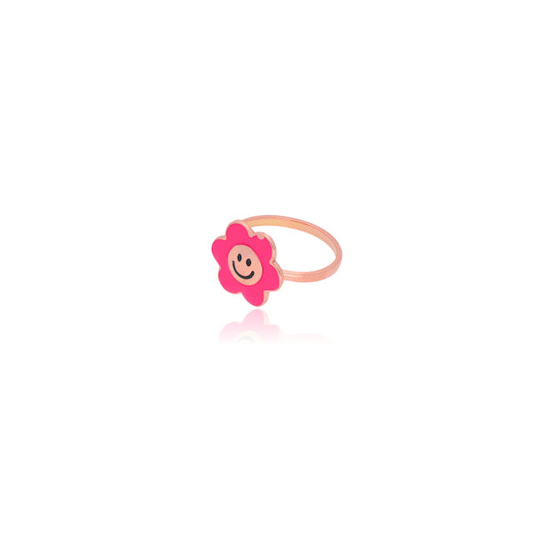 Gold Smiling Flower Ring for Kids