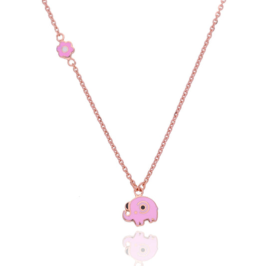 18KT Gold Pink Elephant Chain for Kids