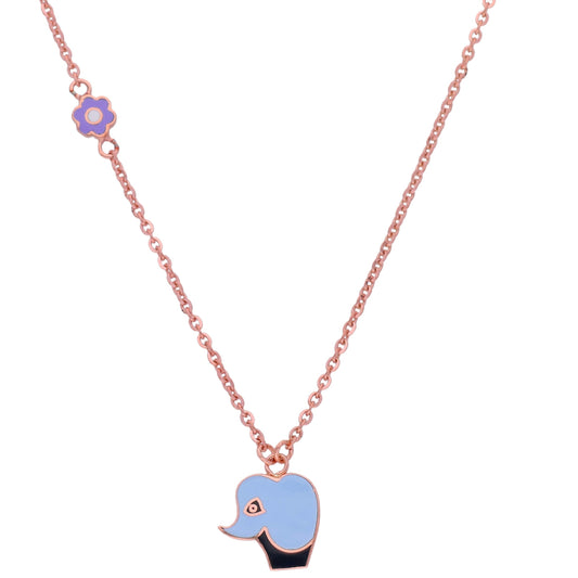 18KT Gold Blue Elephant Chain for Kids