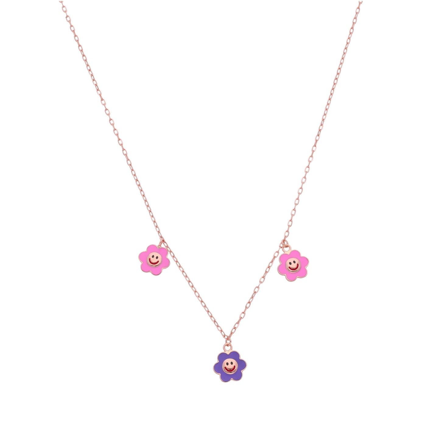 18KT Gold Smiling Flowers Chain for Kids