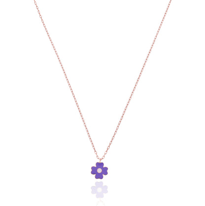 18KT Gold Purple Clover Chain for Kids