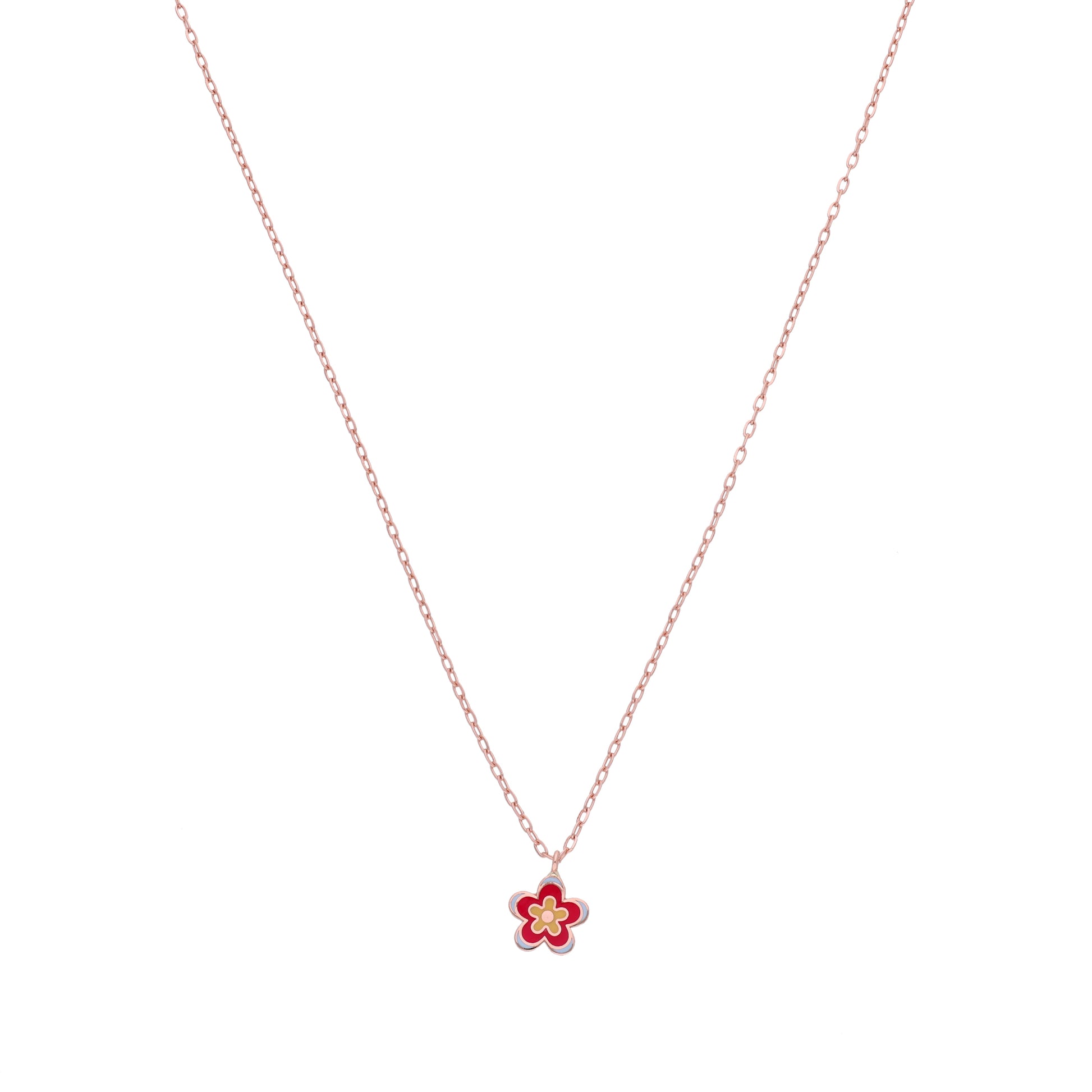 18KT Gold Red Flower Chain for Kids