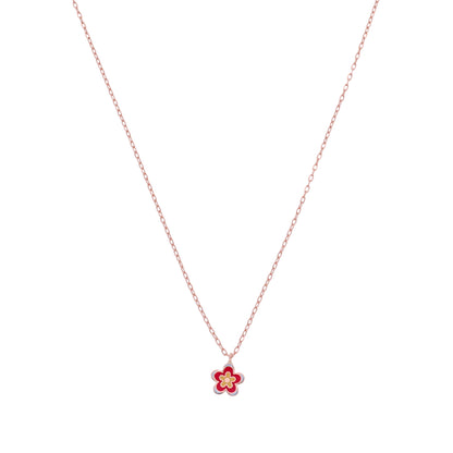 18KT Gold Red Flower Chain for Kids