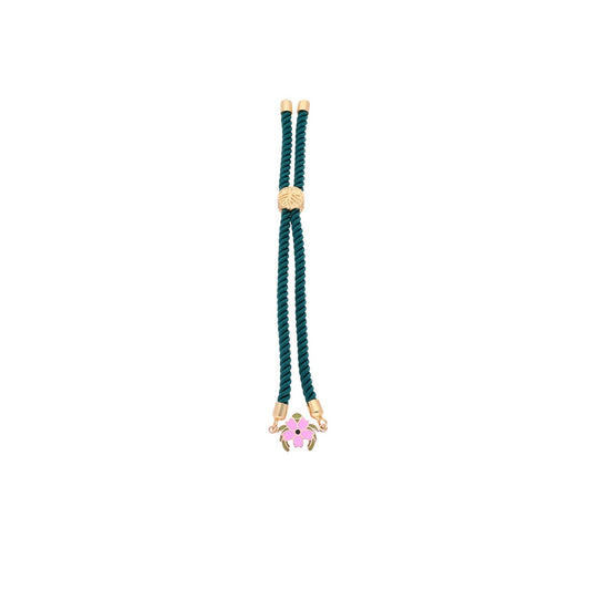 18KT Gold Pink Flower Rakhi Bracelet for Kids